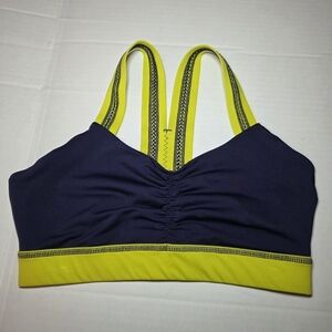 HANDFUL | Neon Accent Sports Bra Support Racerback Sz M